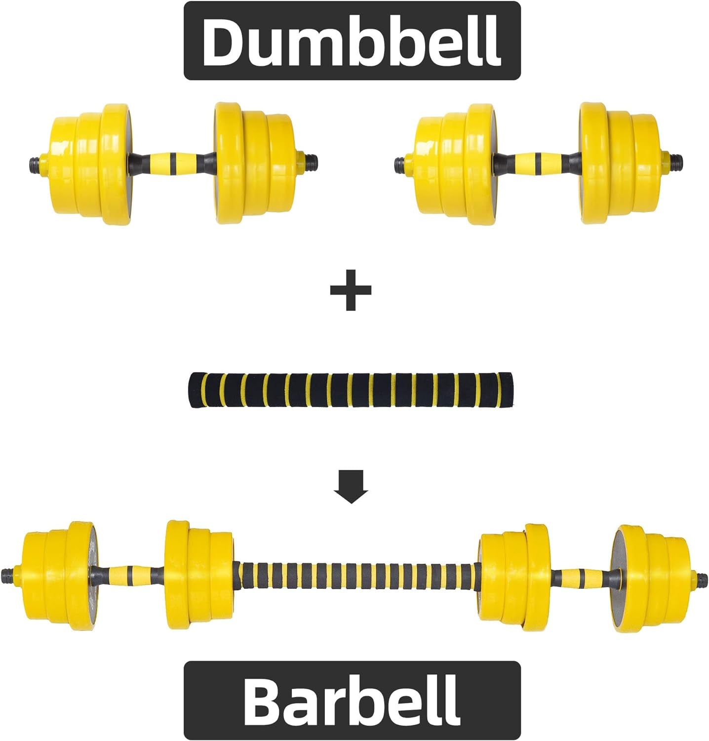 Dumbbell Set, Weights Adjustable Barbell Pair, Home Weights 2-In-1 Set, 22-33-44-55-66-88 Non-Slip, All-Purpose, Gym